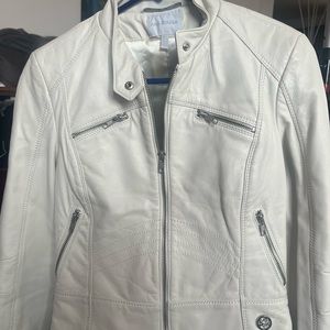 Vegan leather fitted jacket